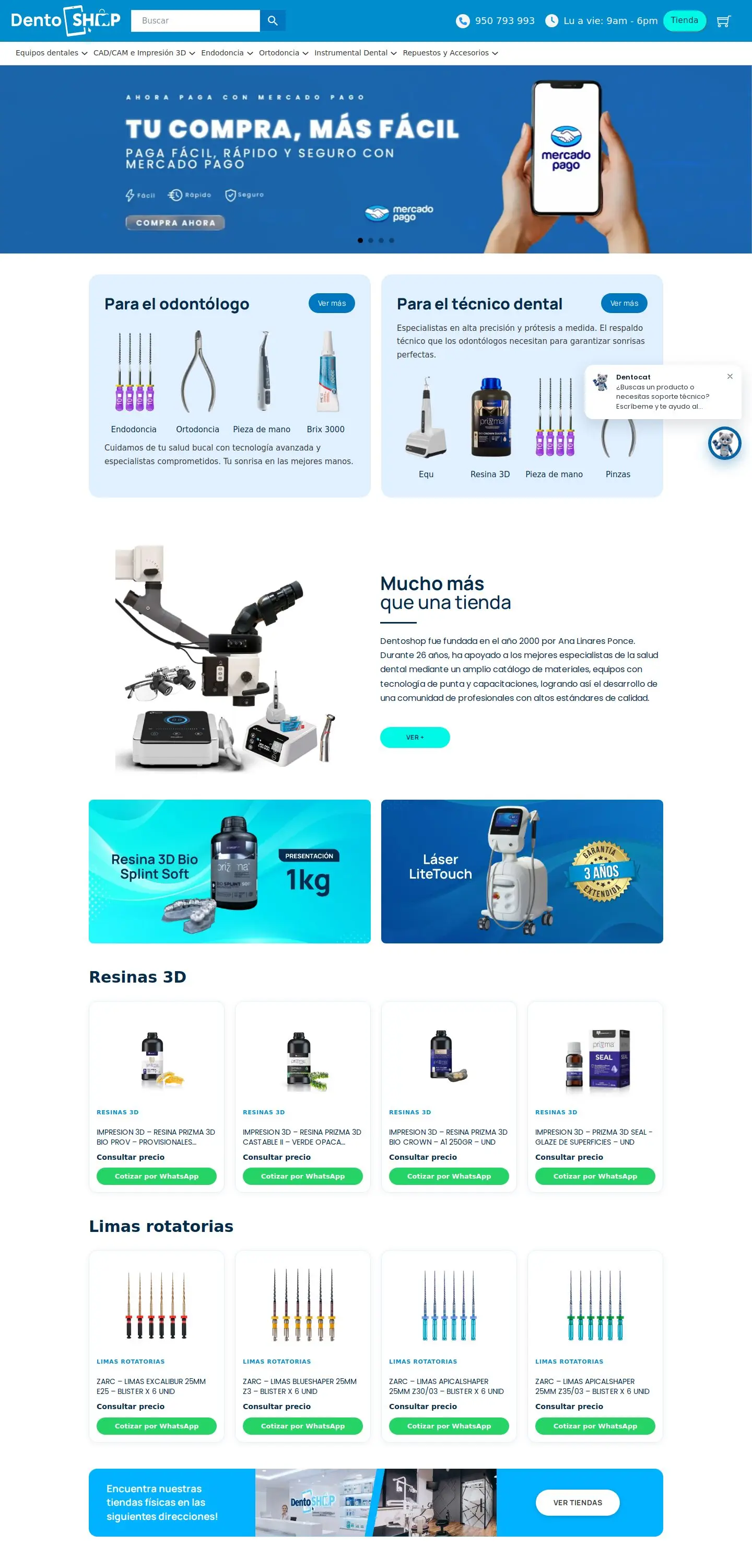 Página de inicio de Dentoshop
